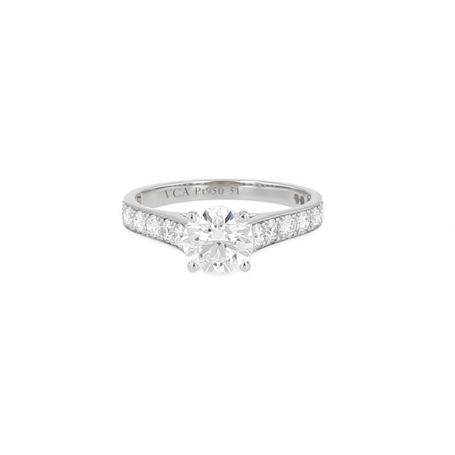 Anello solitario Van Cleef & Arpels Romance in platino e diamanti - Detail D1