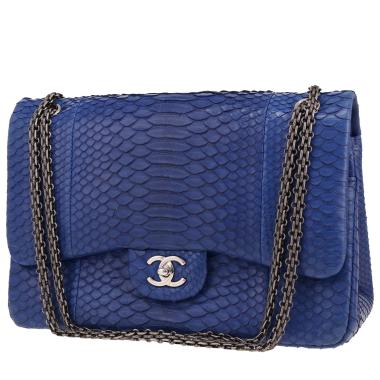 Bolso Chanel «Timeless Jumbo» de piel de pitón Bleu Marine