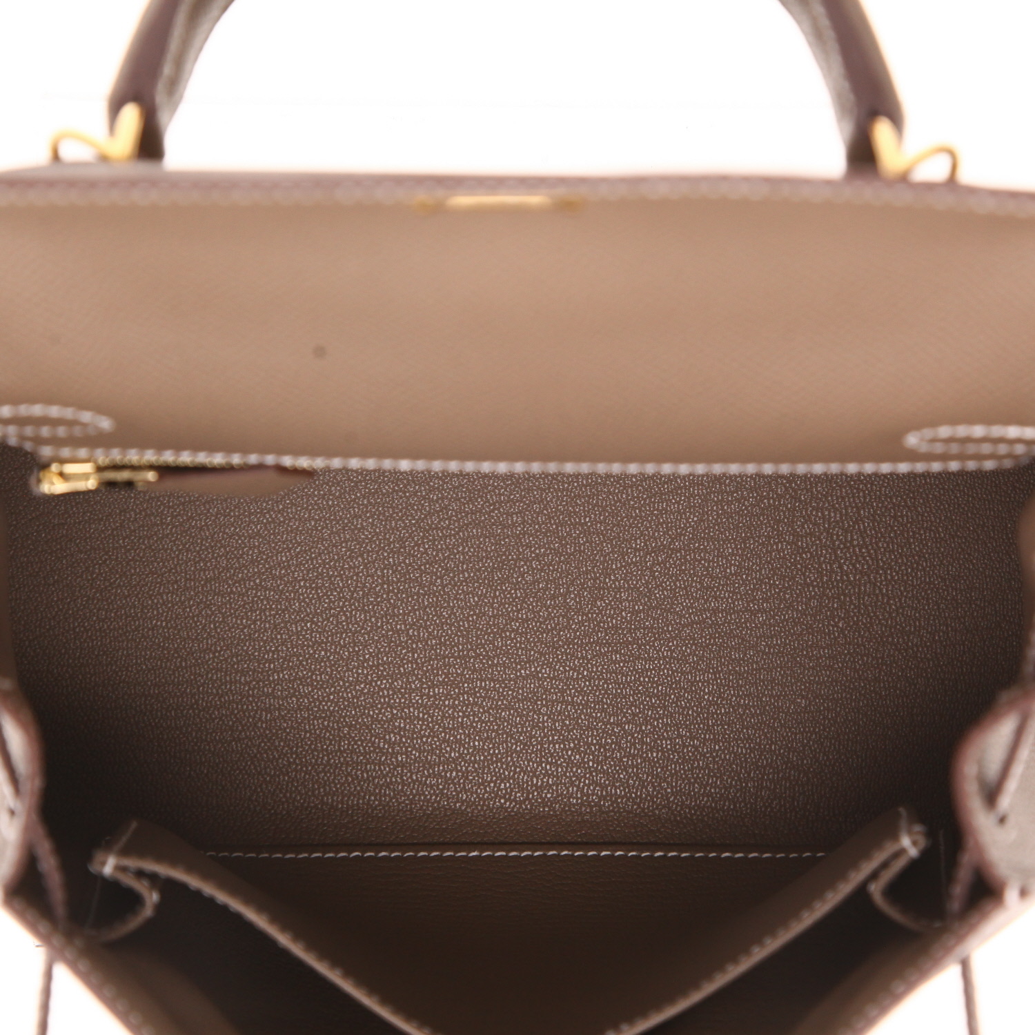 Sac à main Hermès  Kelly 25 cm en cuir epsom étoupe - Detail D3