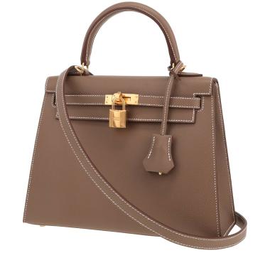 Bolso de mano Hermès  Kelly 25 cm en cuero epsom marrón etoupe