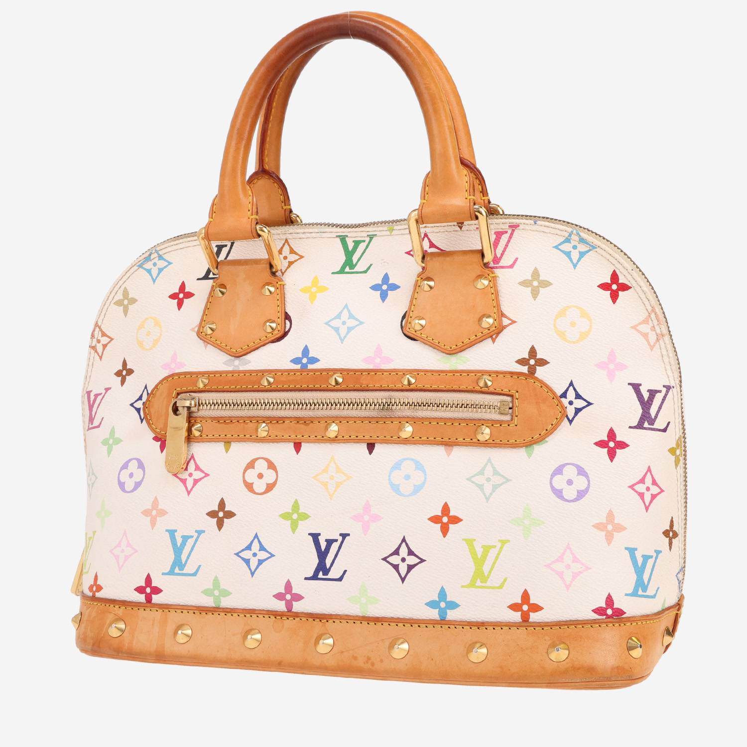 Sac à main Louis Vuitton  Alma Editions Limitées en toile monogram multicolore et blanche et cuir naturel