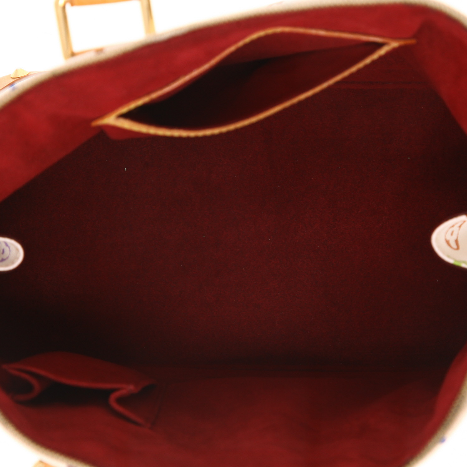 Louis Vuitton  Alma Editions Limitées handbag  in multicolor and white monogram canvas  and natural leather - Detail D3