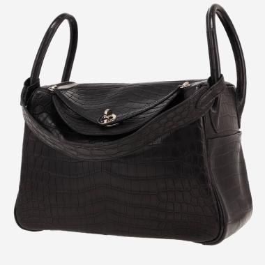 Sac à main Hermès  Lindy 30 cm en crocodile niloticus noir