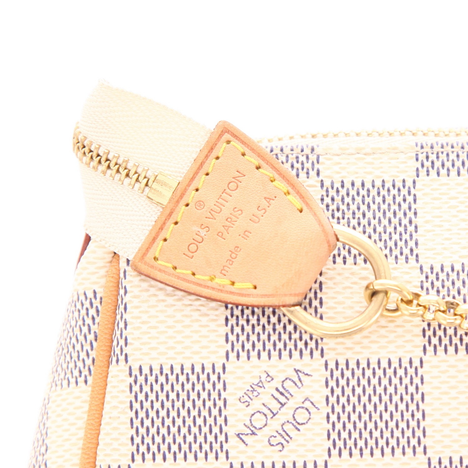 Borsa a tracolla Louis Vuitton  Eva in tela a scacchi azzurro e pelle naturale - Detail D2