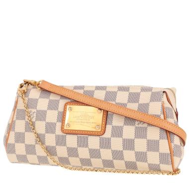 Louis Vuitton  Eva shoulder bag  in azur damier canvas  and natural leather