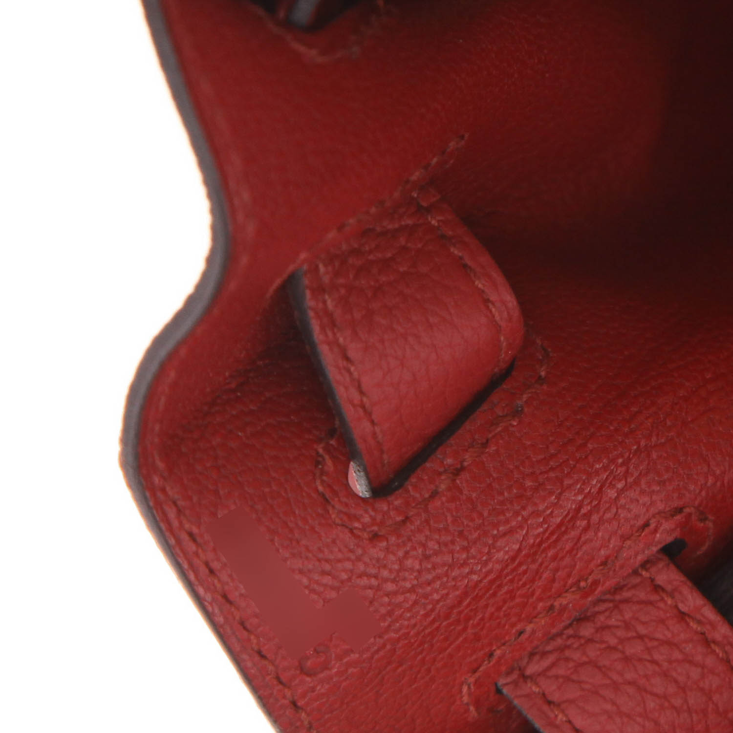 Bolso de mano Hermès  Kelly 28 cm en cuero togo rojo granate - Detail D4
