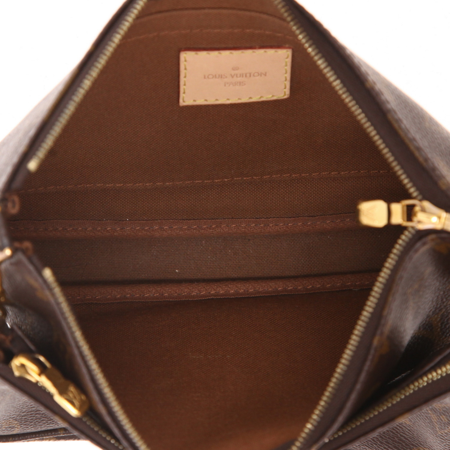 Louis Vuitton  Multi-Pochette Accessoires shoulder bag  in brown monogram canvas  and natural leather - Detail D3