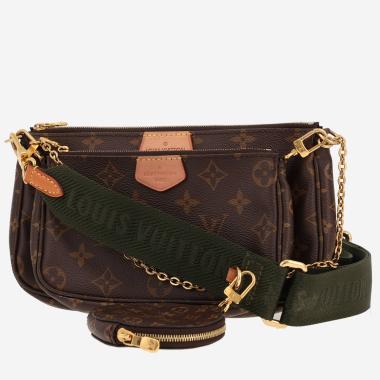 Sac bandoulière Louis Vuitton  Multi-Pochette Accessoires en toile monogram marron et cuir naturel