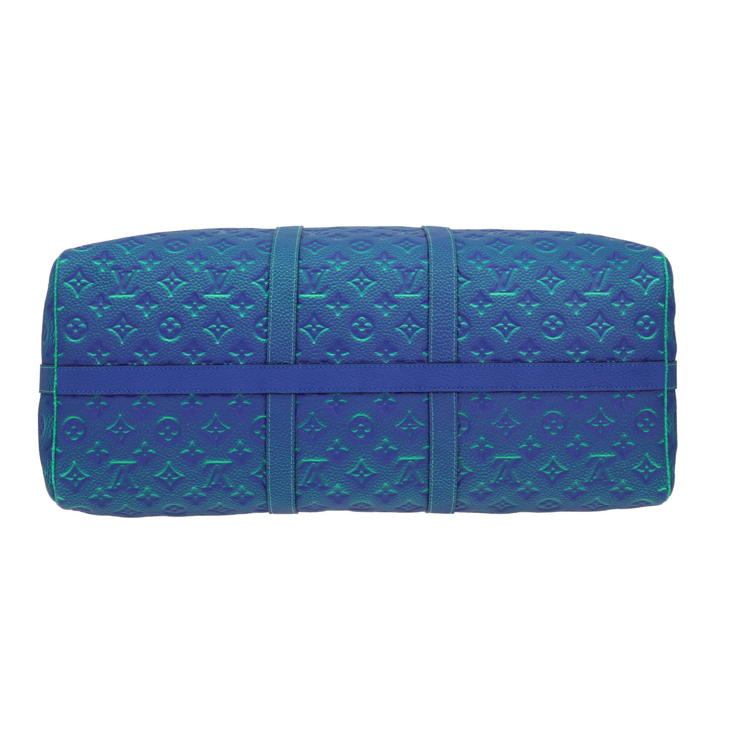 Bolso de fin de semana Louis Vuitton  Keepall Editions Limitées en cuero monogram huella verde y azul - Detail D1