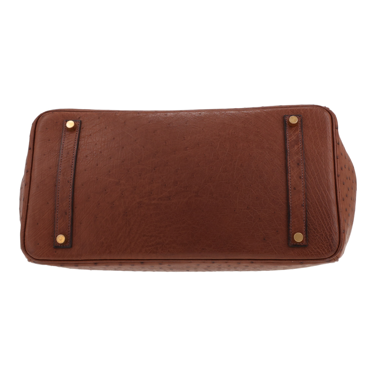 Sac à main Hermès  Birkin 35 cm en autruche marron - Detail D1
