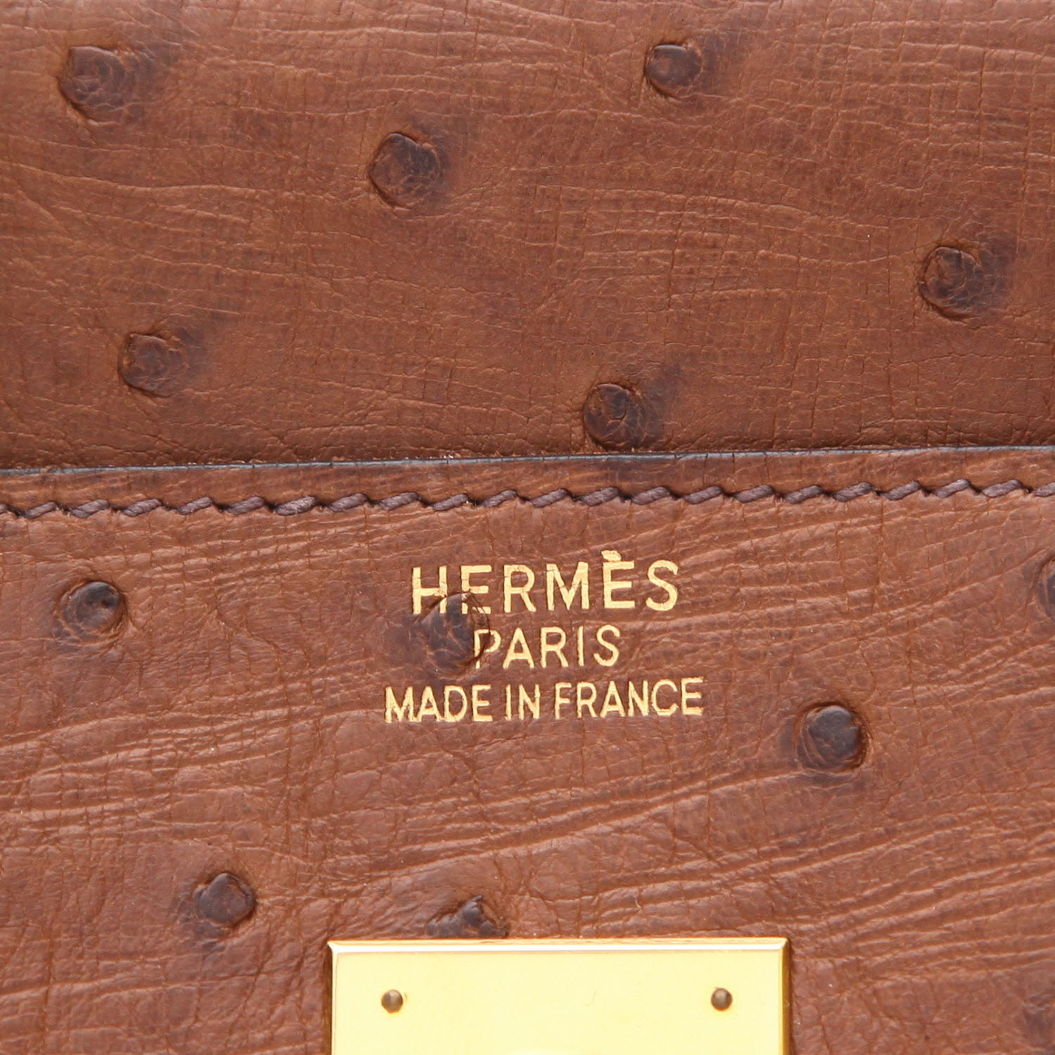 Borsa Hermès  Birkin 35 cm in struzzo marrone - Detail D2