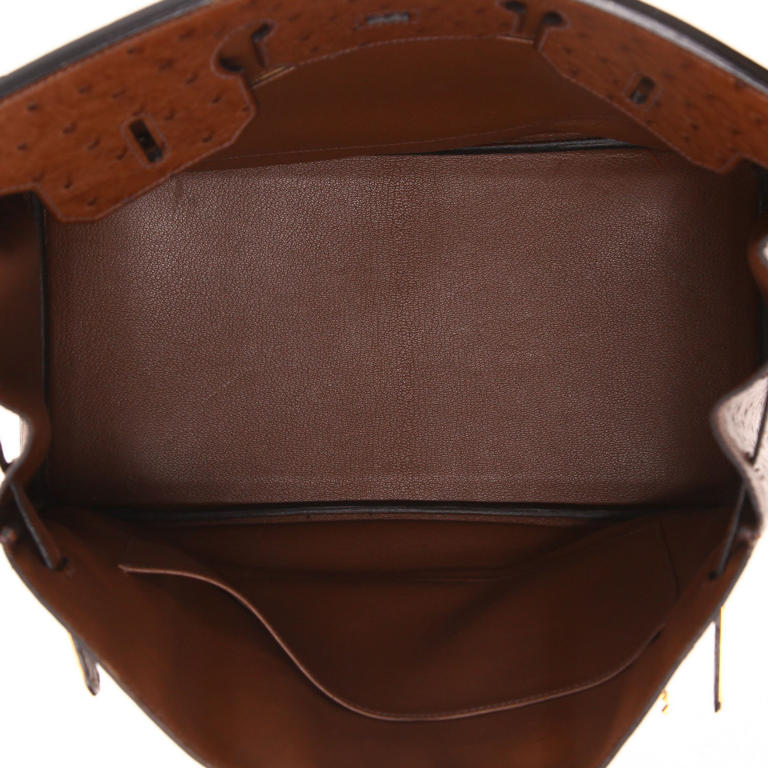 Borsa Hermès  Birkin 35 cm in struzzo marrone - Detail D3