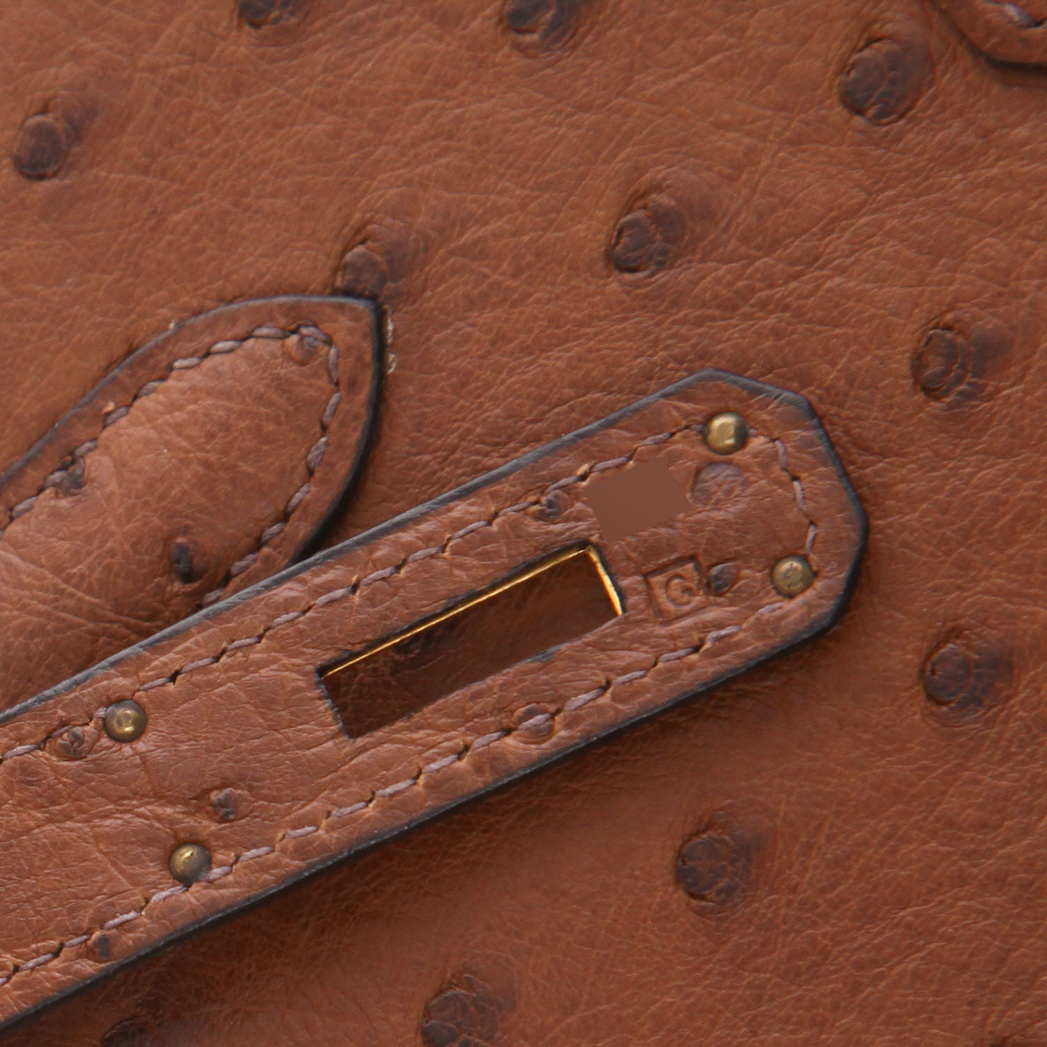 Borsa Hermès  Birkin 35 cm in struzzo marrone - Detail D4