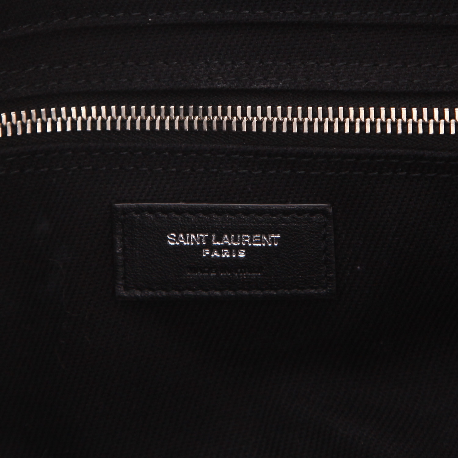 Saint Laurent Rive Gauche tote bag in black canvas and black leather - Detail D2