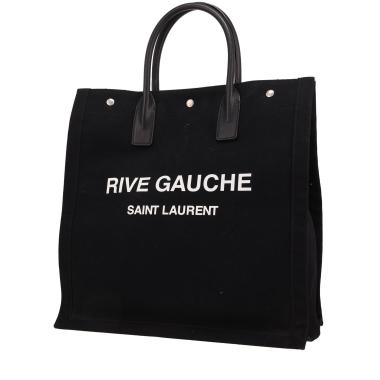 Borsa shopping Saint Laurent Rive Gauche in tela nera e pelle nera