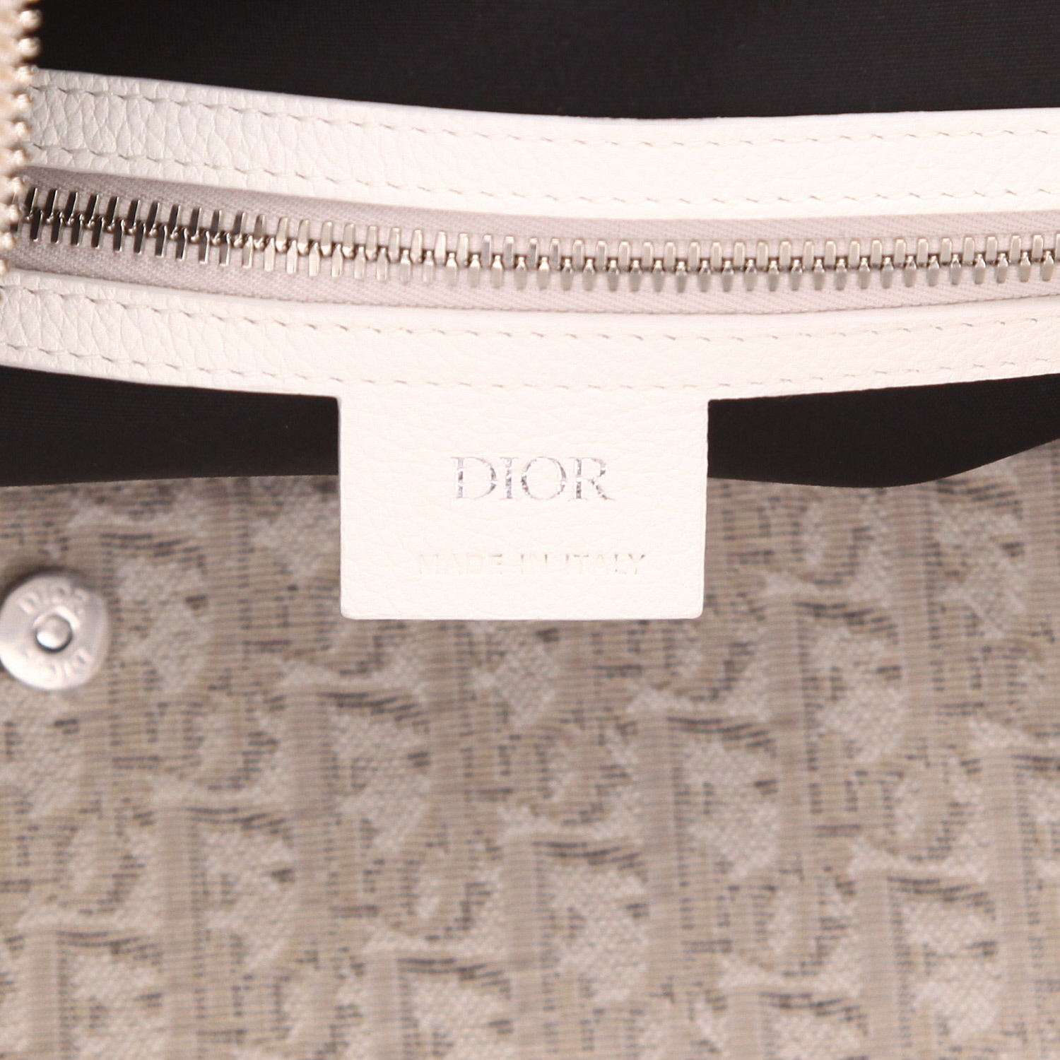 Borsa da viaggio Dior  Lingot 50 in tessuto a monogramma Oblique bianco e pelle bianca - Detail D2