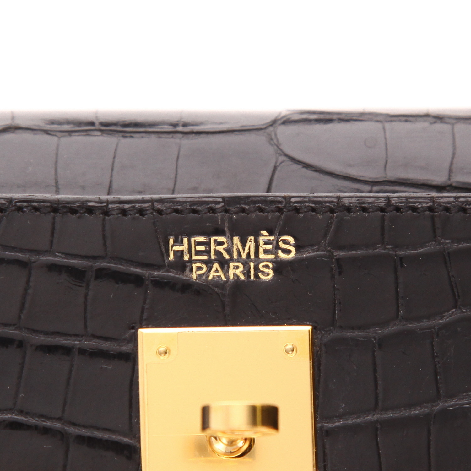 Borsa Hermès  Kelly 35 cm in coccodrillo nero - Detail D2