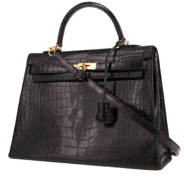 Sac à main Hermès  Kelly 35 cm en crocodile noir