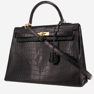 Sac à main Hermès  Kelly 35 cm en crocodile noir