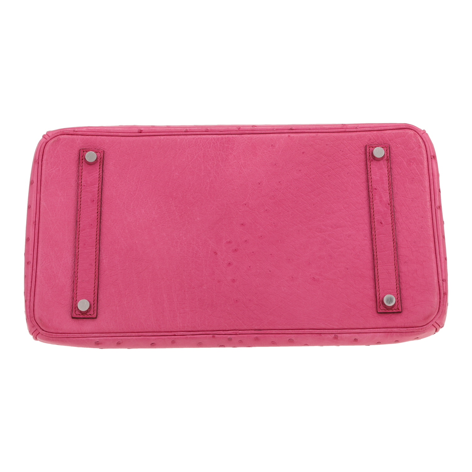 Bolso de mano Hermès  Birkin 35 cm en avestruz rosa - Detail D1