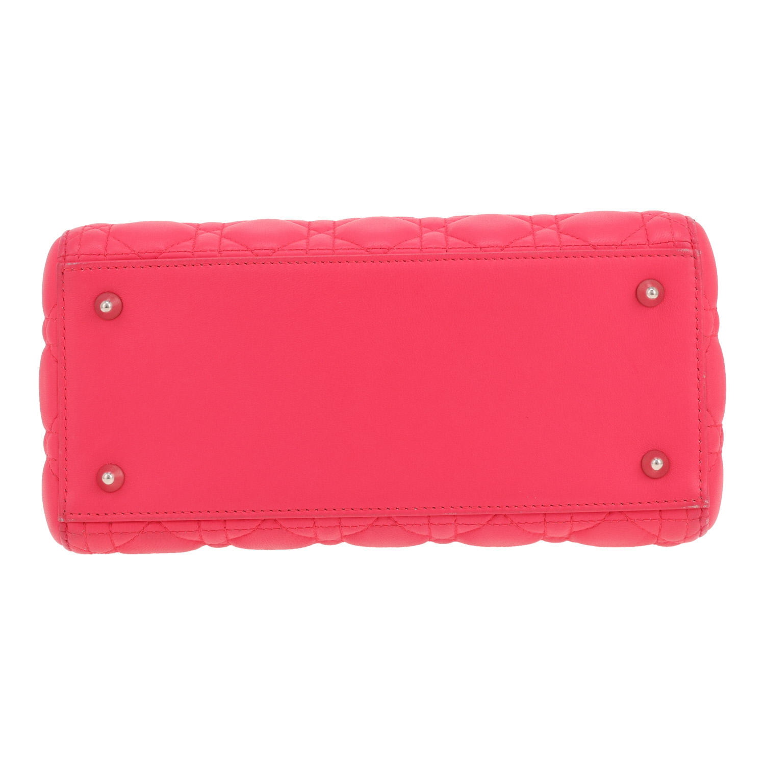 Bolso de mano Dior  Lady Dior en cuero cannage rosa - Detail D1