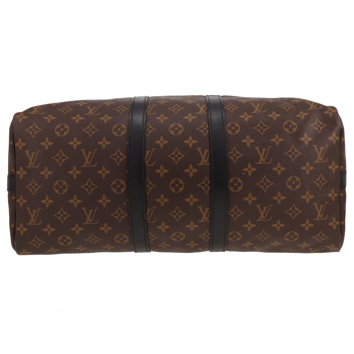 Louis Vuitton  Keepall 45 travel bag  in brown monogram canvas Macassar  and black leather - Detail D1