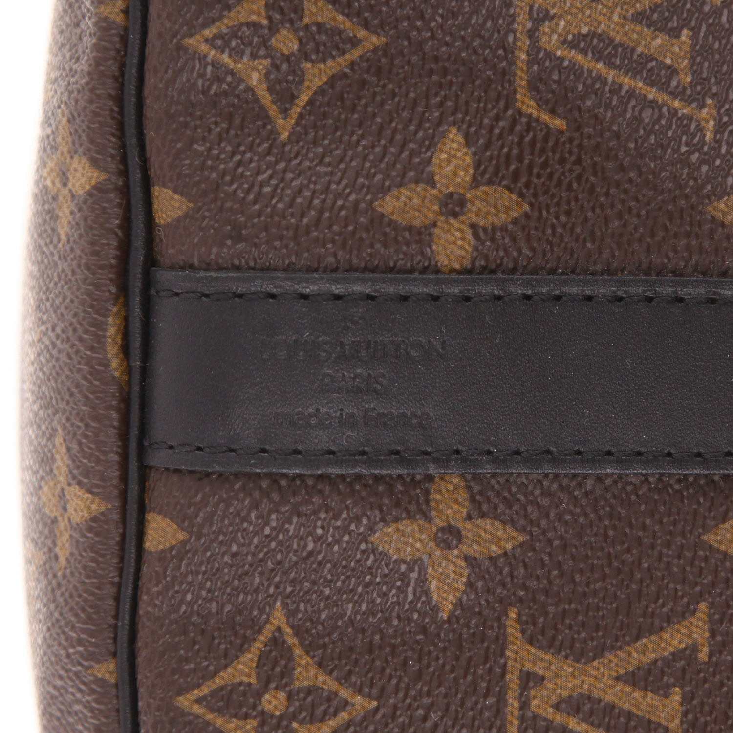 Borsa da viaggio Louis Vuitton  Keepall 45 in tessuto a monogramma Macassar marrone e pelle nera - Detail D2