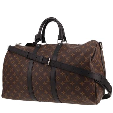 Bolsa de viaje Louis Vuitton  Keepall 45 en lona Monogram Macassar marrón y cuero negro