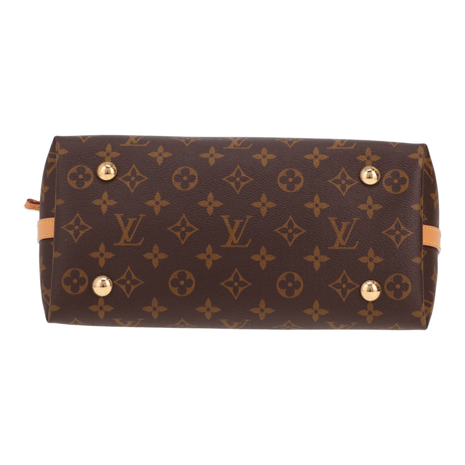 Sac bandoulière Louis Vuitton  Carryall petit modèle  en toile monogram marron et cuir naturel - Detail D1