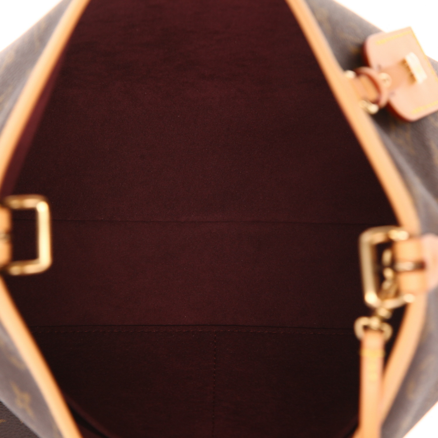 Bolso bandolera Louis Vuitton «Carryall», modelo pequeño, de lona Monogram marrón y piel natural - Detail D3
