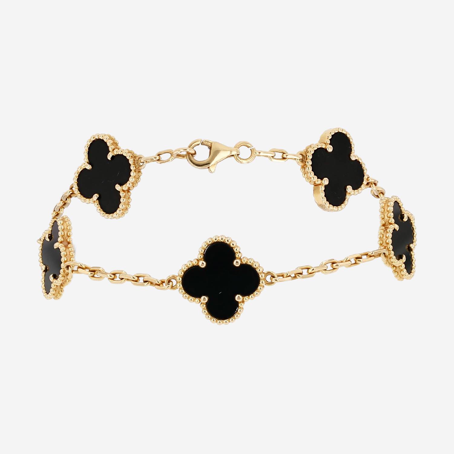 Bracelet Van Cleef & Arpels Vintage Alhambra en or jaune et onyx