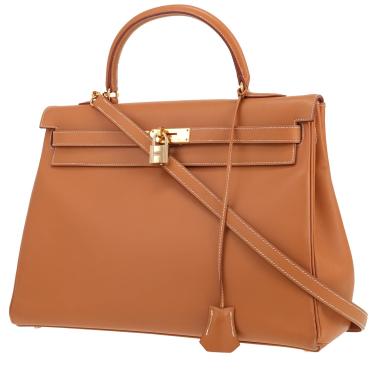 Bolso de mano Hermès  Kelly 35 cm en cuero Chamonix natural