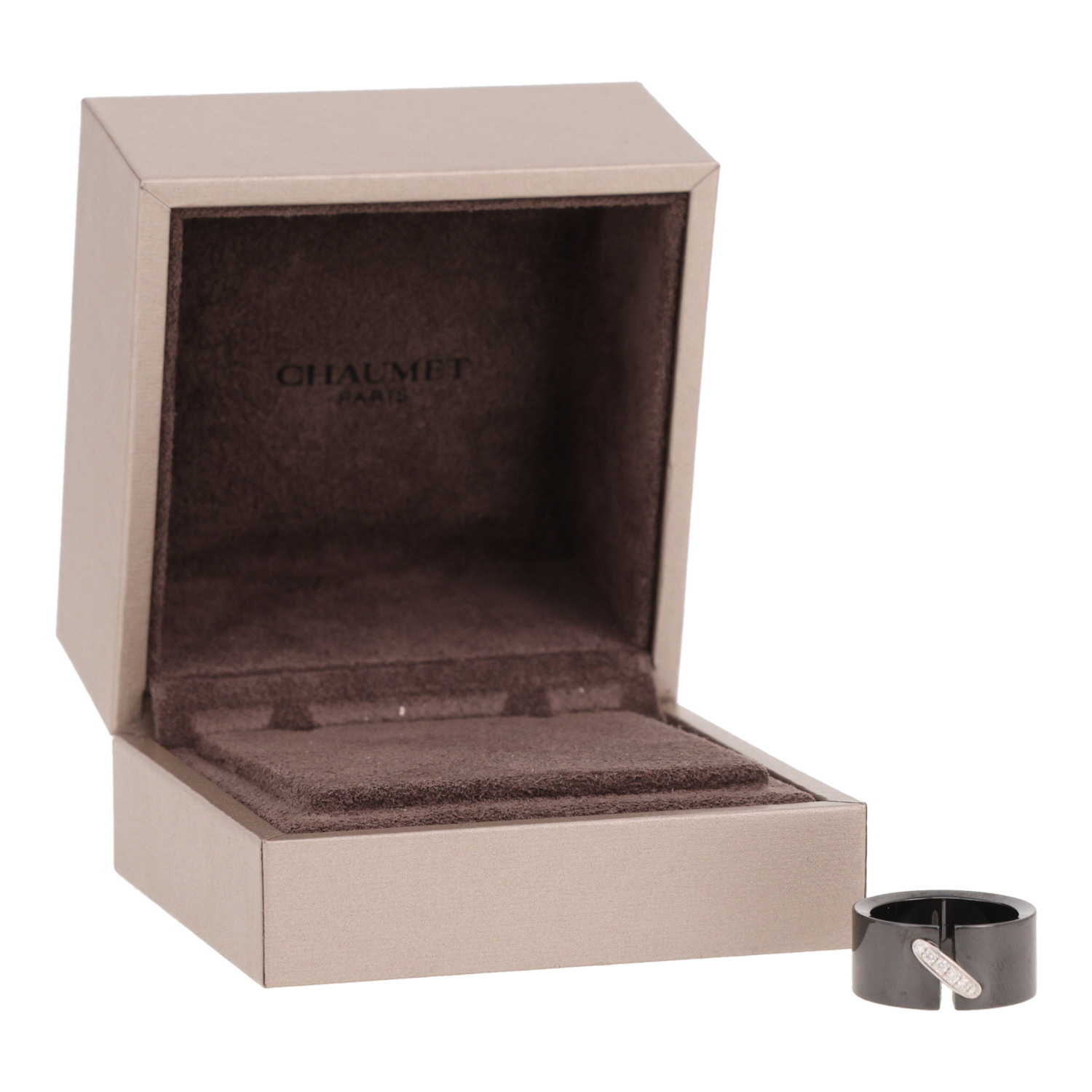 Chaumet Lien large model ring in white gold, diamonds and ceramic - Detail D2