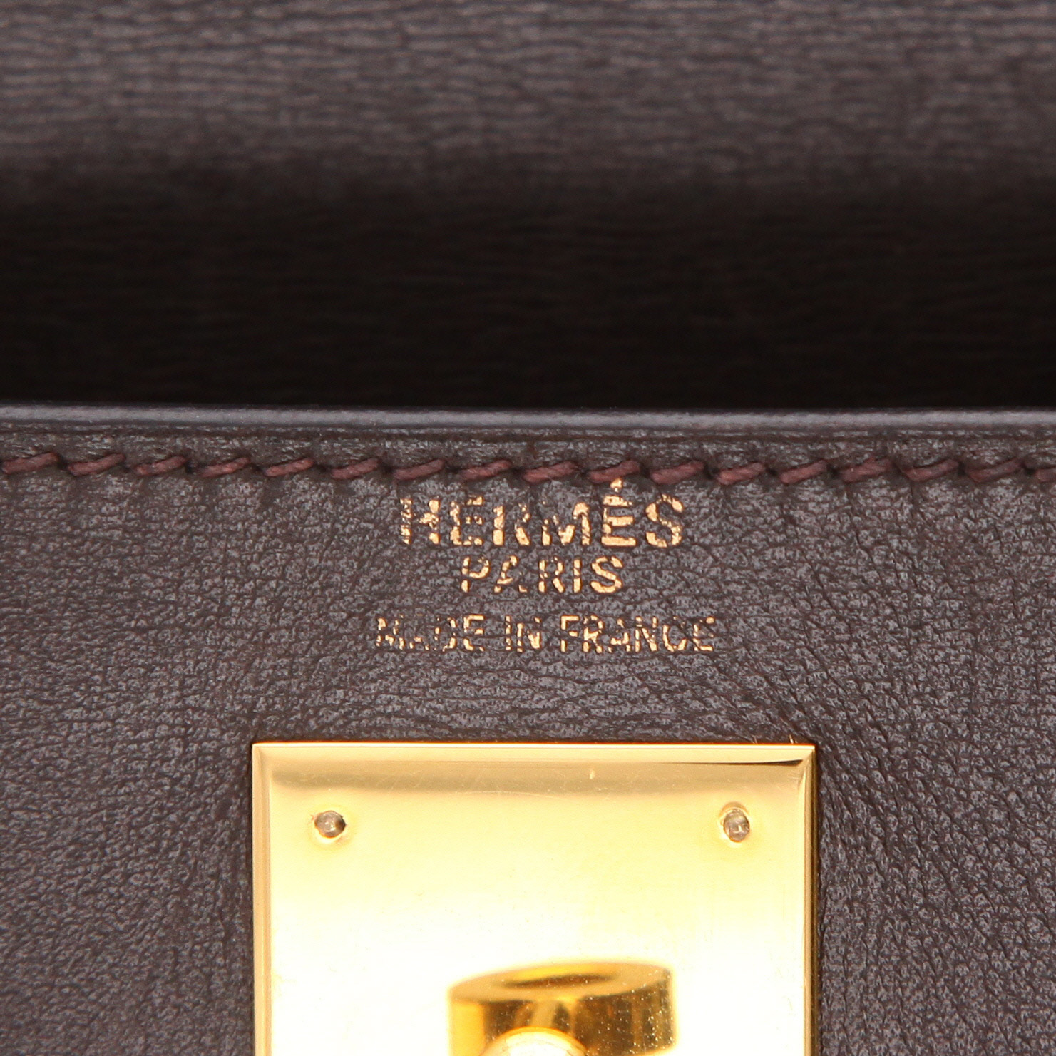 Sac à main Hermès  Kelly 32 cm en cuir box marron - Detail D2