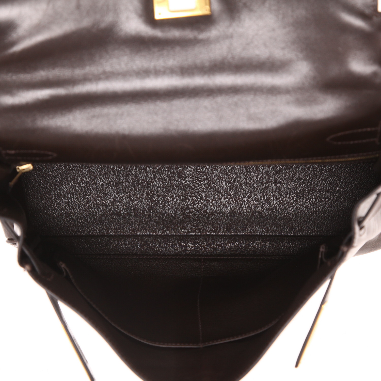 Hermès  Kelly 32 cm handbag  in brown box leather - Detail D3