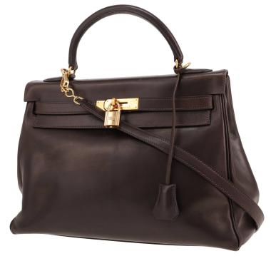 Hermès  Kelly 32 cm handbag  in brown box leather