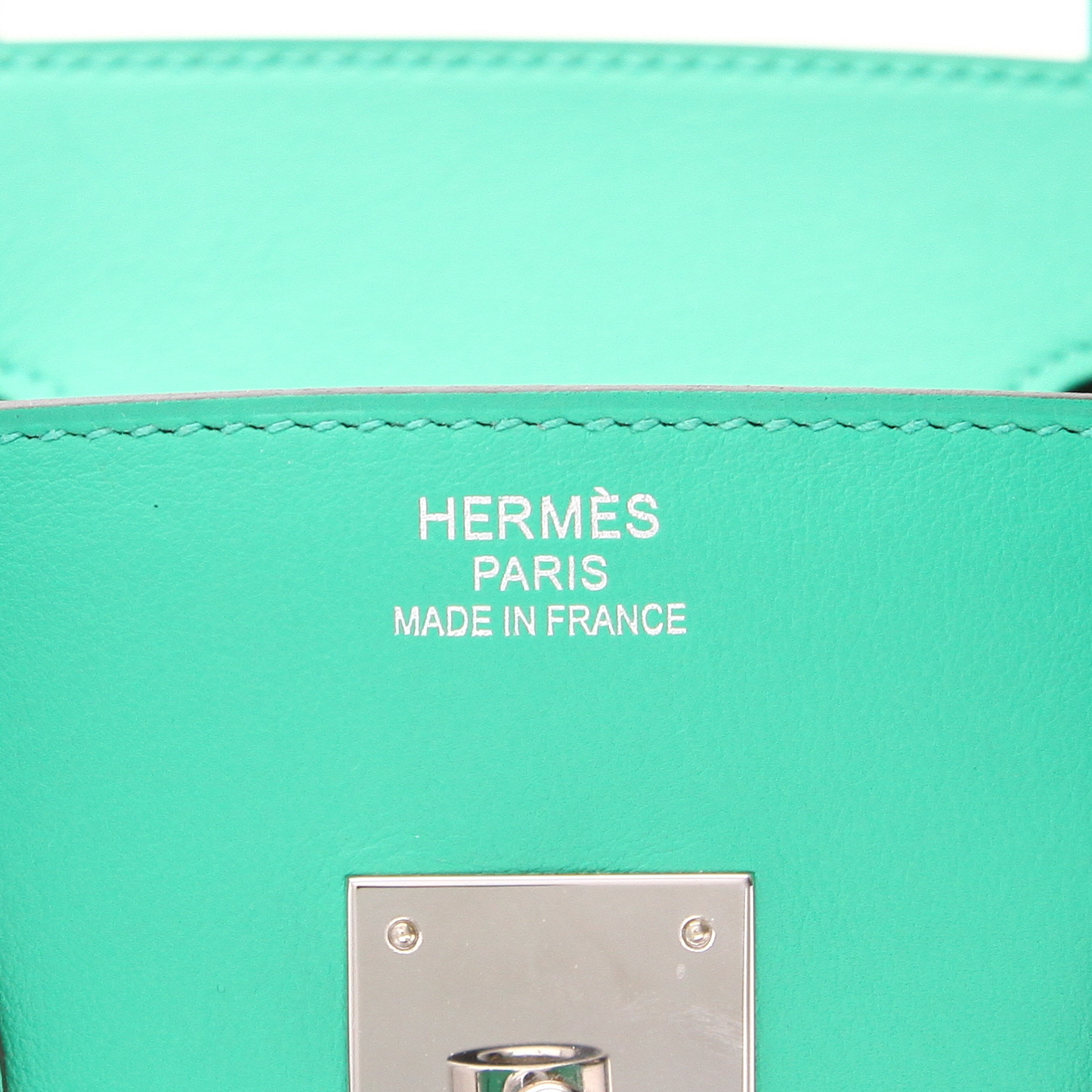 Hermès  Birkin 35 cm Fray Fray handbag  in vert Menthe and beige canvas  and vert Menthe Swift leather - Detail D2