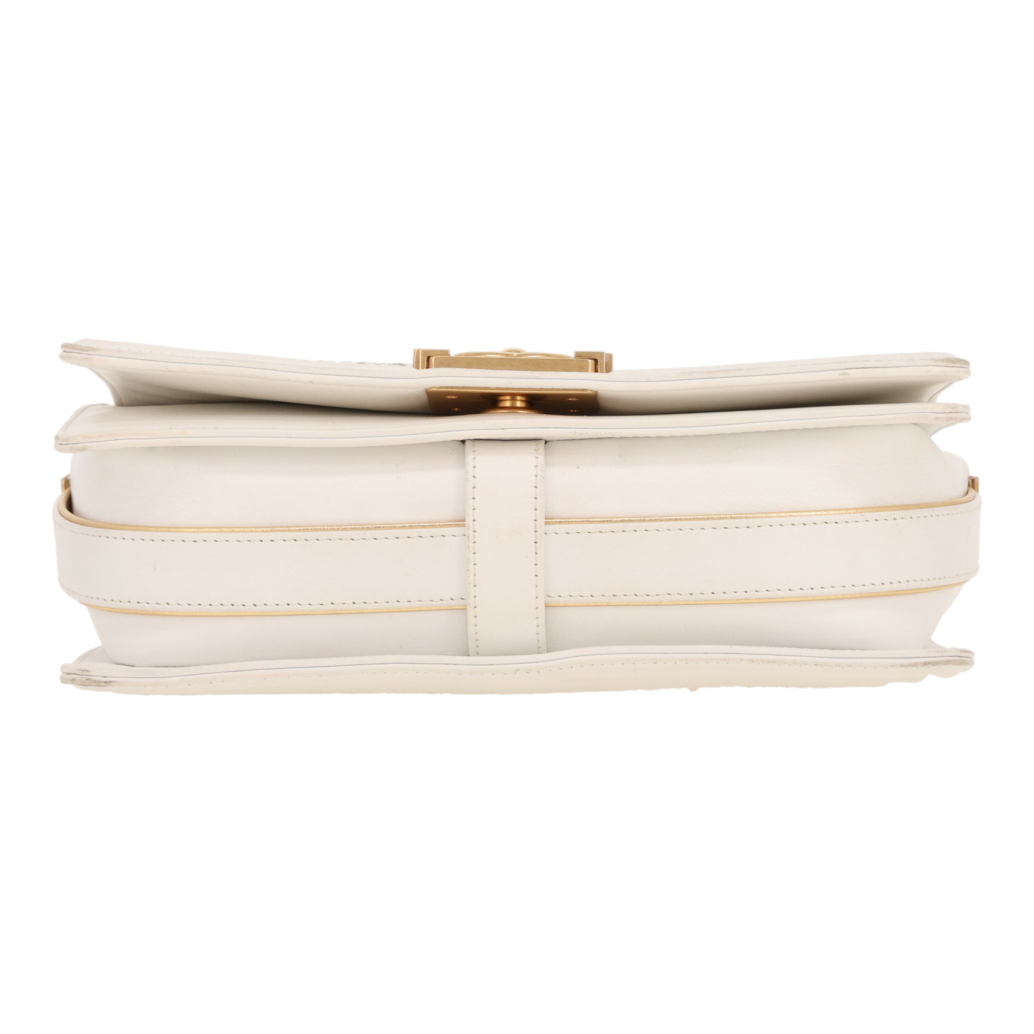 Sac bandoulière Chanel  Boy en cuir cannage blanc - Detail D1