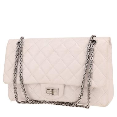Chanel  2.55 shoulder bag  in white quilted leather