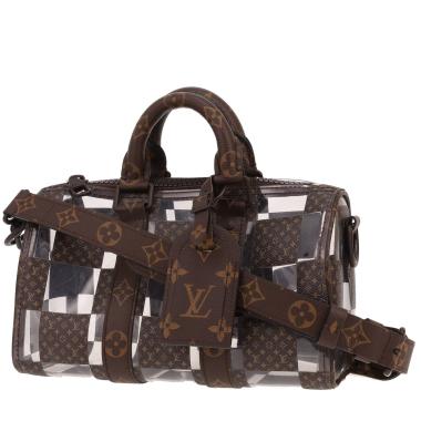 Borsa a tracolla Louis Vuitton Keepall XS in plastica trasparente e tela Monogram