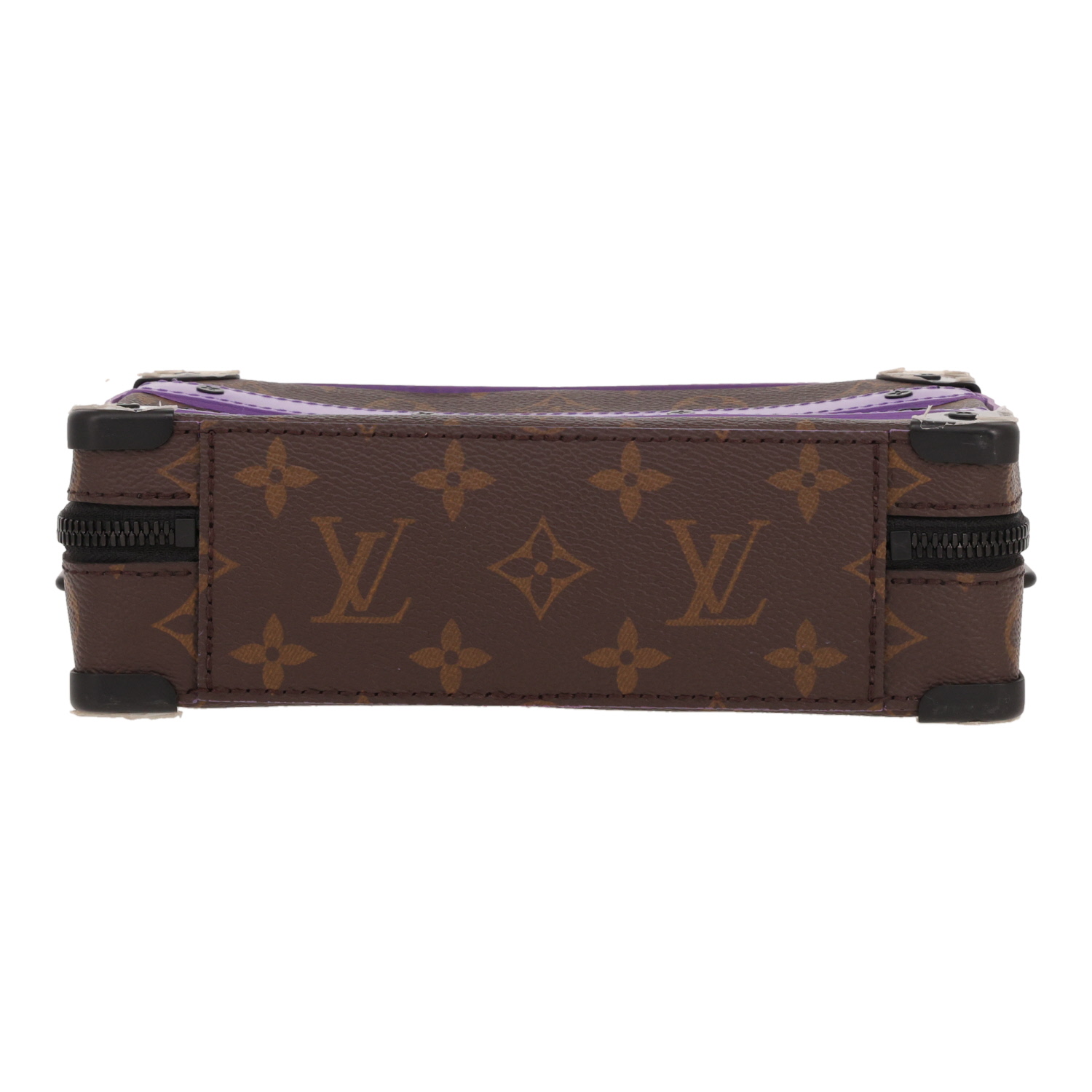 Louis Vuitton Trunk shoulder bag in brown Monogram canvas and purple leather - Detail D1