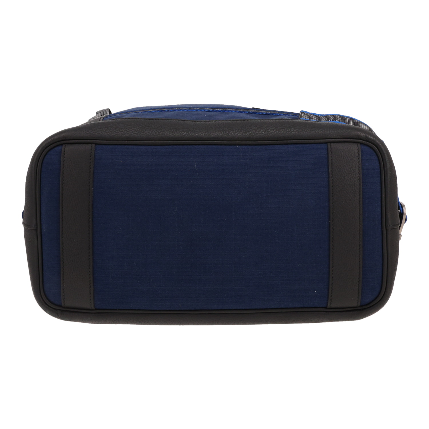 Zaino Hermès in tela blu zaffiro e pelle nera - Detail D1
