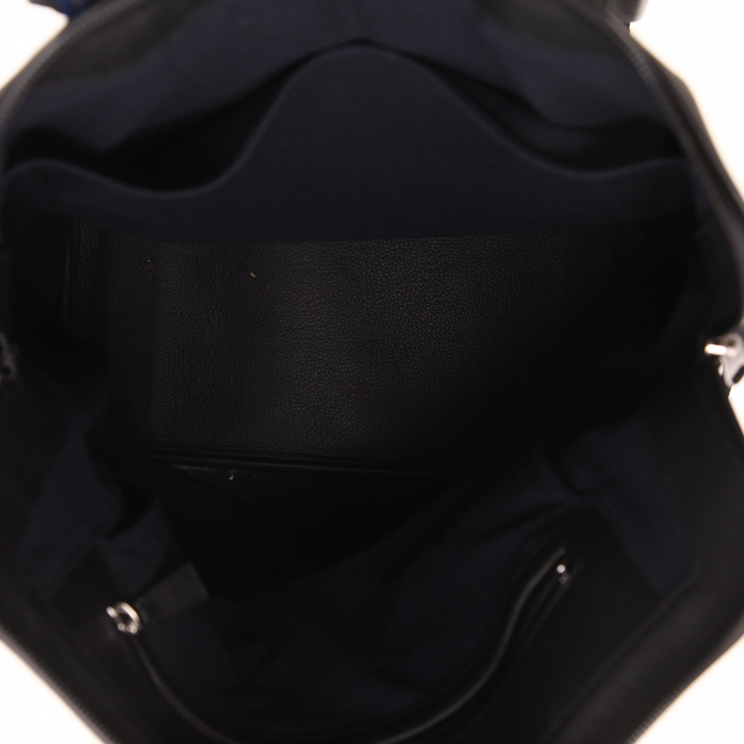 Sac à dos Hermès   en toile Bleu Saphir et cuir noir - Detail D3