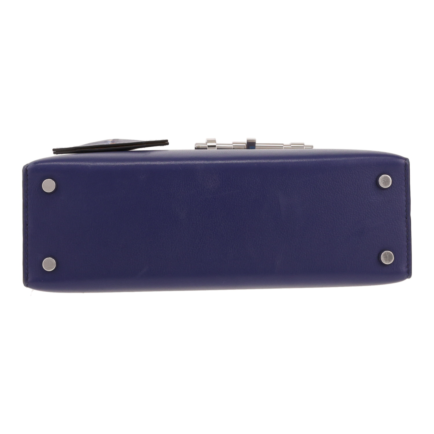 Hermès handbag  Verrou in Ink Blue, Dark Blue, Zellige Blue and gold leather - Detail D1