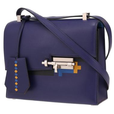 Borsa Hermès  Verrou in pelle Blu Inchiostro, Blu Scuro, Blu Zellige e oro