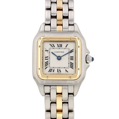 Reloj Cartier Panthère, modelo pequeño, de oro y acero. Ref.: Cartier - 1120. Hacia 1990