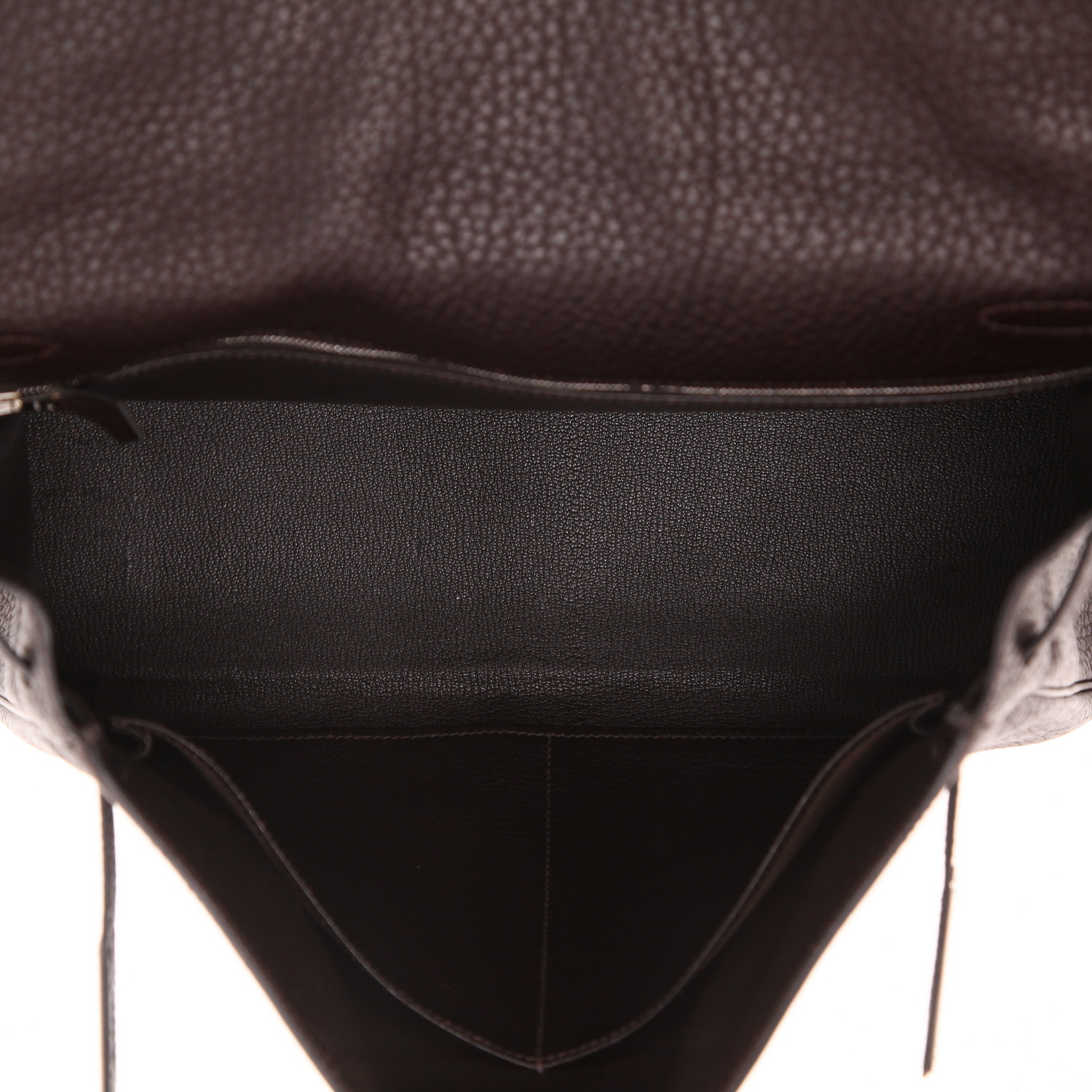 Hermès  Kelly 35 cm handbag  in brown buffalo leather - Detail D3