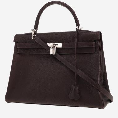 Hermès  Kelly 35 cm handbag  in brown buffalo leather