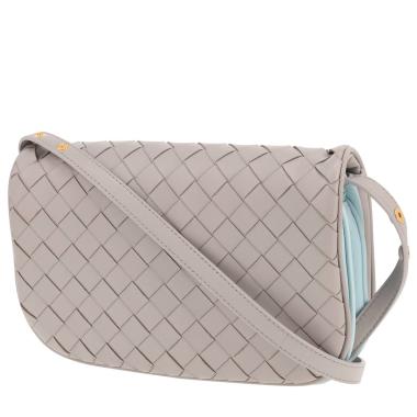 Sac bandoulière Bottega Veneta   en cuir intrecciato gris et bleu