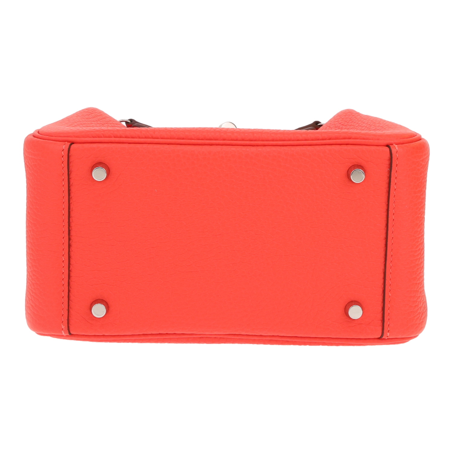 Sac bandoulière Hermès  Lindy en cuir togo orange - Detail D1